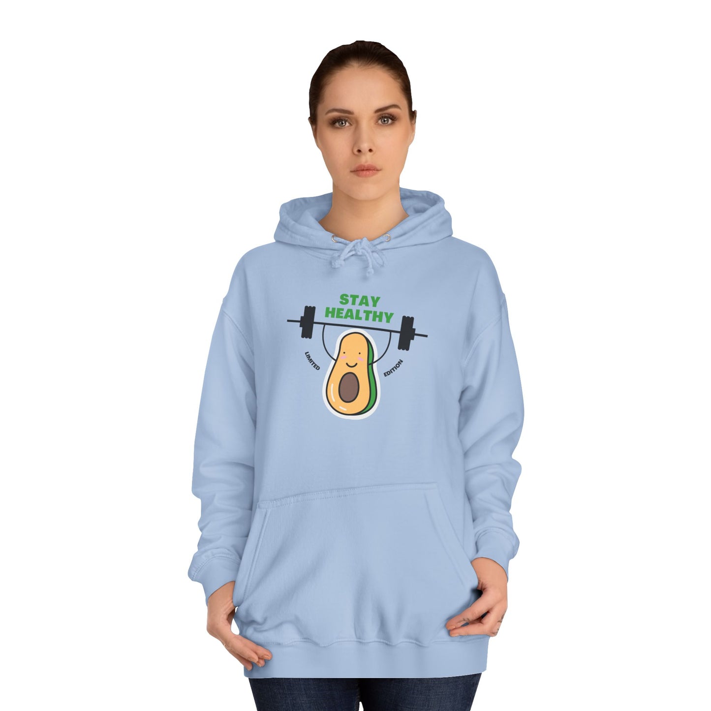 Funny Avocado Gym Hoodie, Stay Healthy Gift, Unisex Workout Sweatshirt, College Student Apparel, Fitness Motivational Wear
