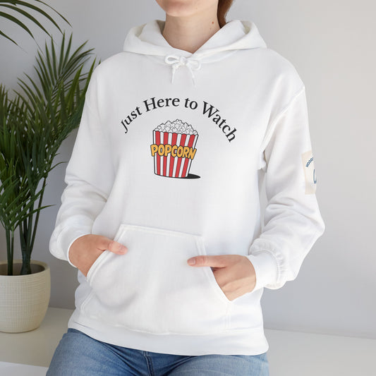 Just Here to Watch Hoodie - Comfy Popcorn Sweatshirt, Chill Watching Sweatshirt, Gift for Film Buff, Cozy Movie Night Essentials