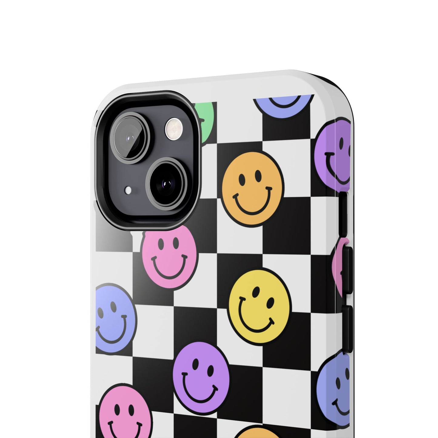 Checkerboard Colorful Smileys - Tough iPhone Cases - Choose your Size