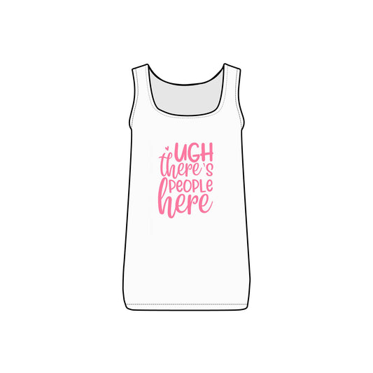 Ugh there’s people here Women's Micro Ribbed Tank | Cute Casual Summer Top, Funny for Introverts, Gift for Her, Lounge Wear