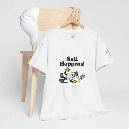 Salt Happens - Unisex Heavy Cotton Tee, Vintage Style Tee, Casual Wear, Summer Essentials, Gift for Florida Lovers