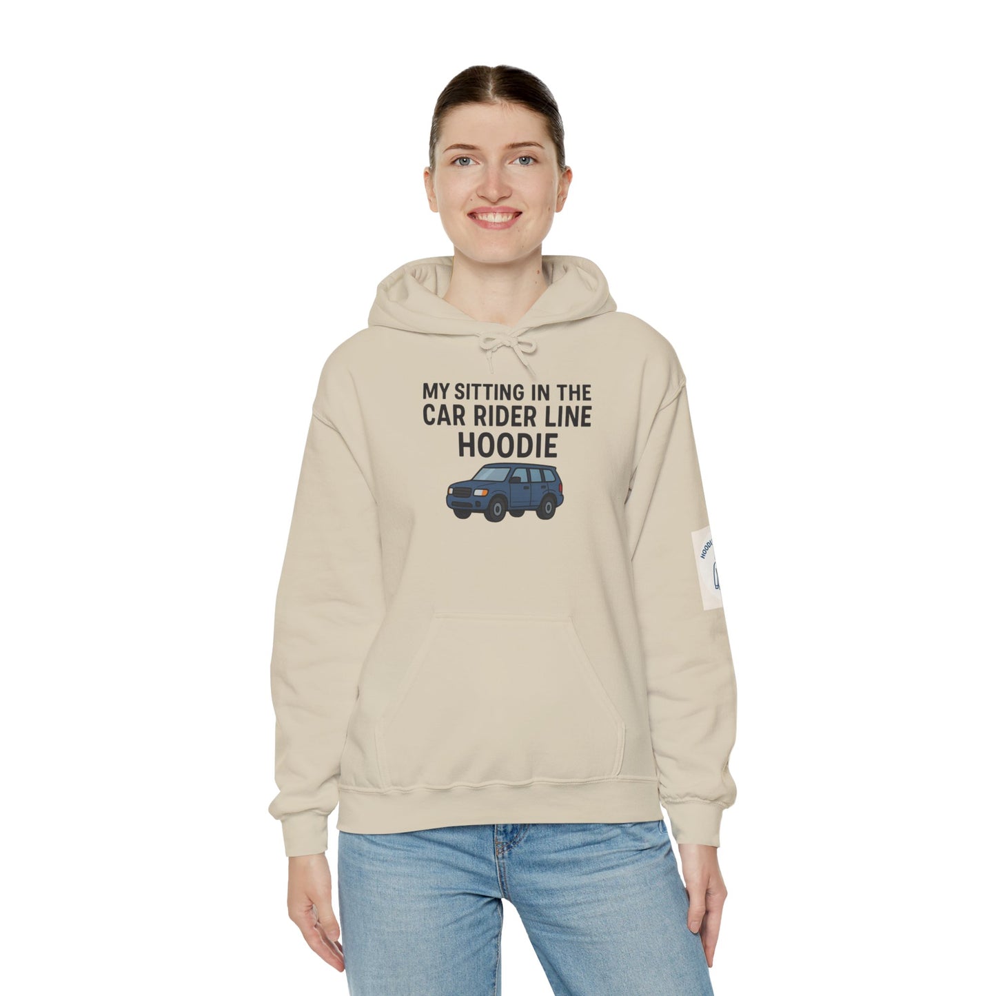 MY SITTING IN THE CAR RIDER LINE HOODIE - Unisex Heavy Blend Hooded Sweatshirt. Stay Warm in the Drop Off & Pick Up Line, Trendy Carpooling Look [...]