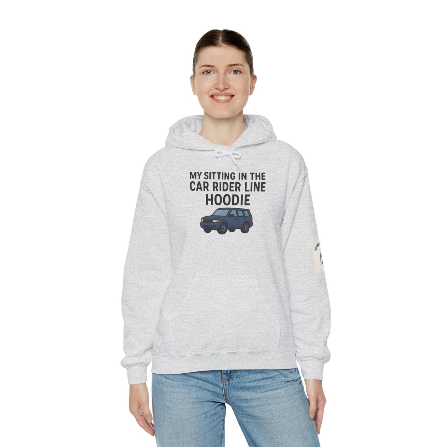 MY SITTING IN THE CAR RIDER LINE HOODIE - Unisex Heavy Blend Hooded Sweatshirt. Stay Warm in the Drop Off & Pick Up Line, Trendy Carpooling Look [...]
