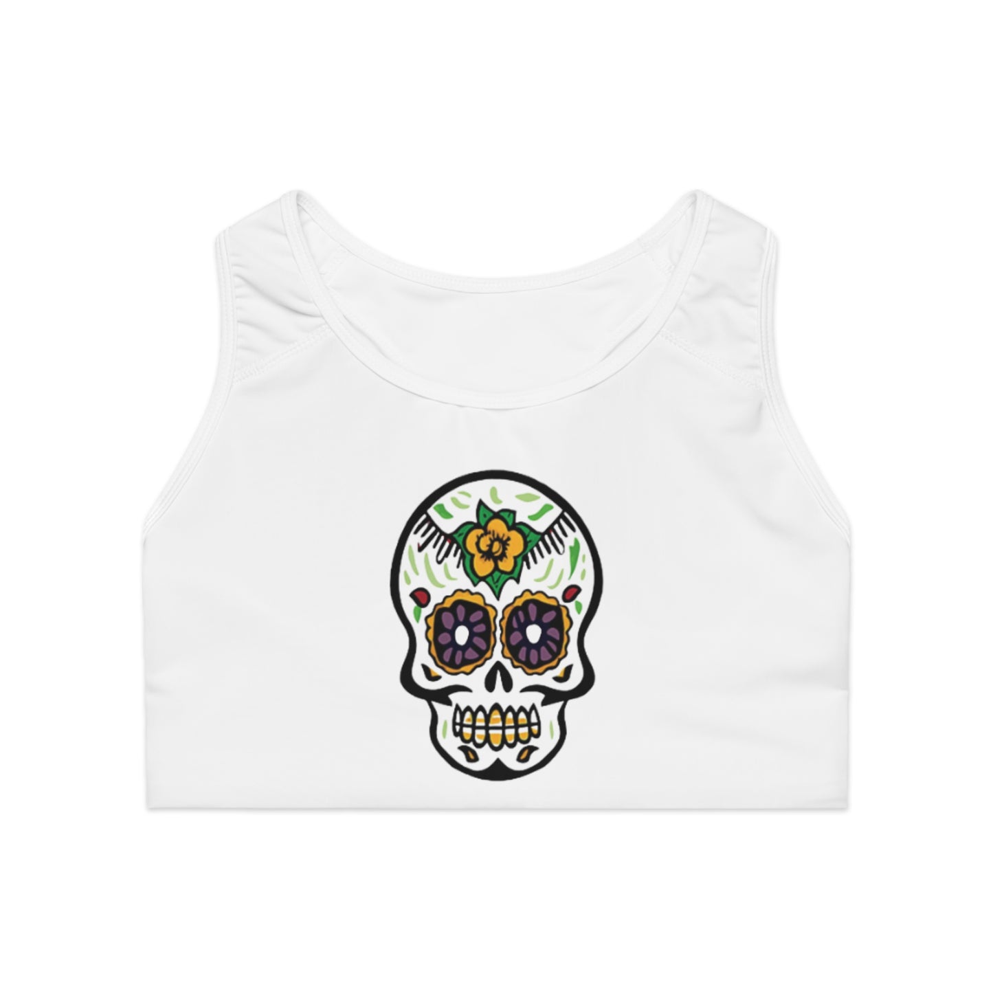 Hippie Skull -  Sports Bra, Cute Workout Top, Fitness Apparel, Activewear for the Gym or Yoga