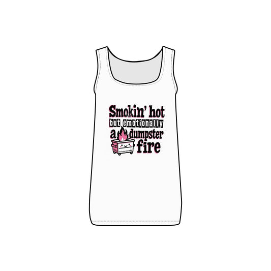 Smokin’ Hot but Emotionally a Dumpster Fire Women's Micro Ribbed Tank | Cute Casual Summer Top, Movie Night Apparel, Gift for Her, Beach Wear, Sleep Wear