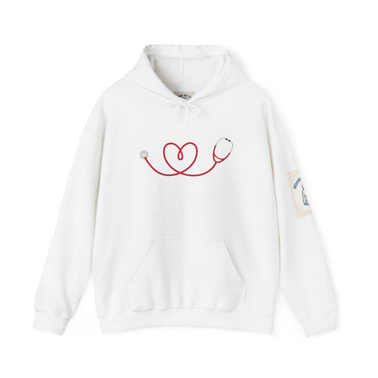Stethoscope Heart - Unisex Heavy Blend Hooded Sweatshirt, Police Support Apparel, Law Enforcement Gear, Gift for First Responders, [...]