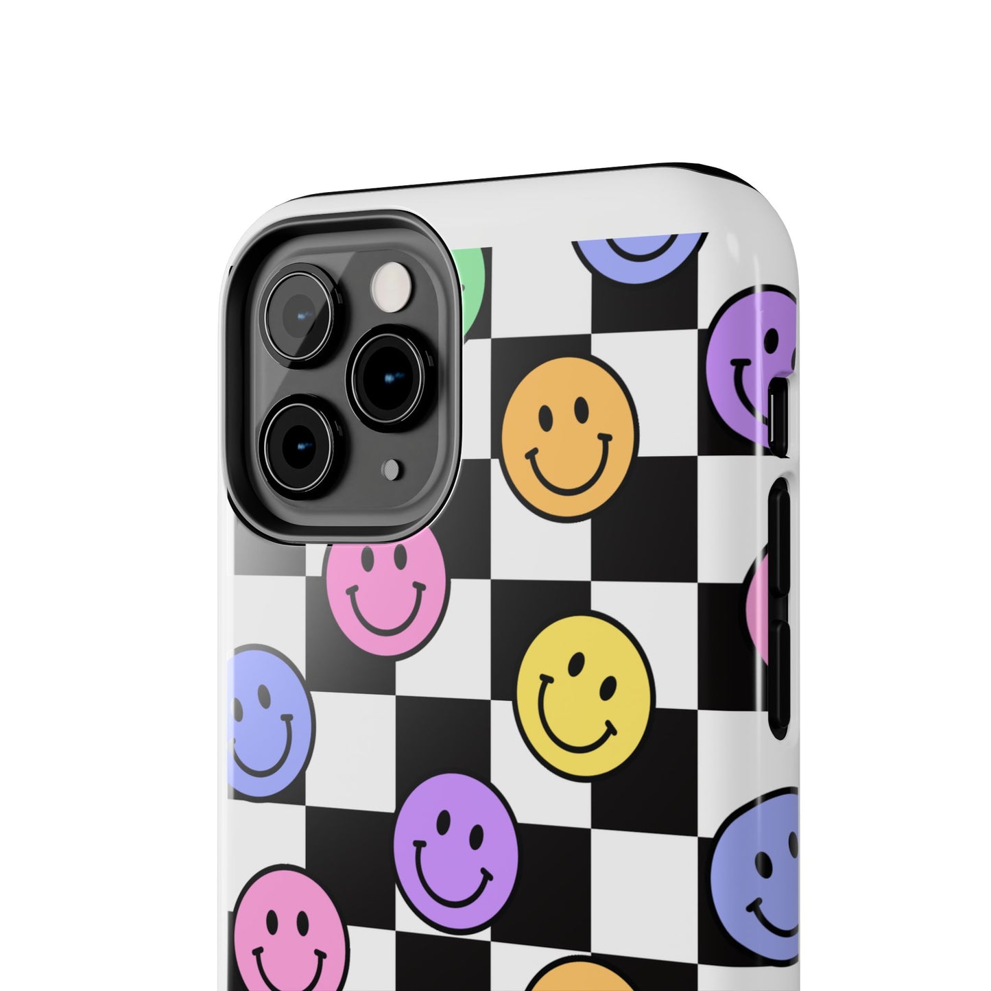 Checkerboard Colorful Smileys - Tough iPhone Cases - Choose your Size