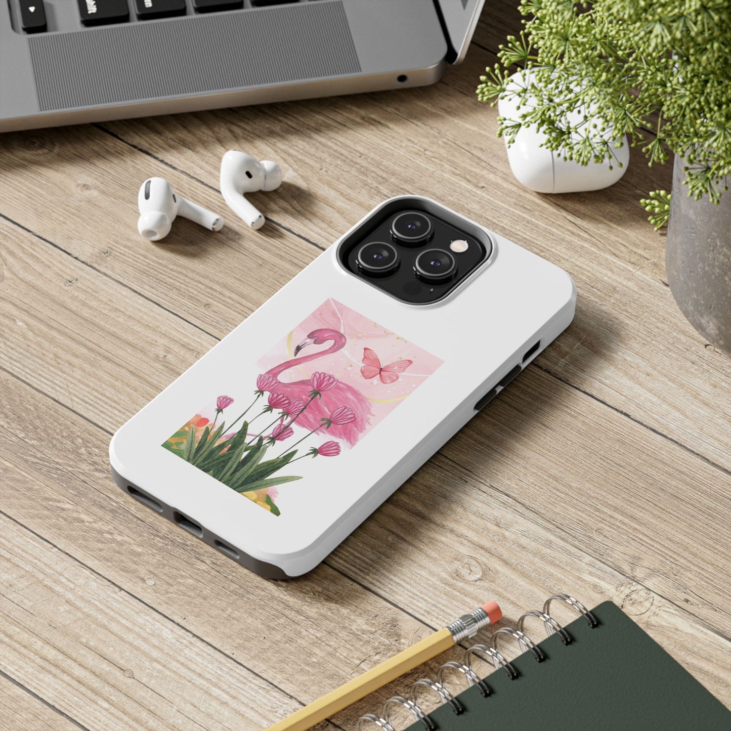 Flamingo & Butterfly - Tough iPhone Cases - Choose your Size