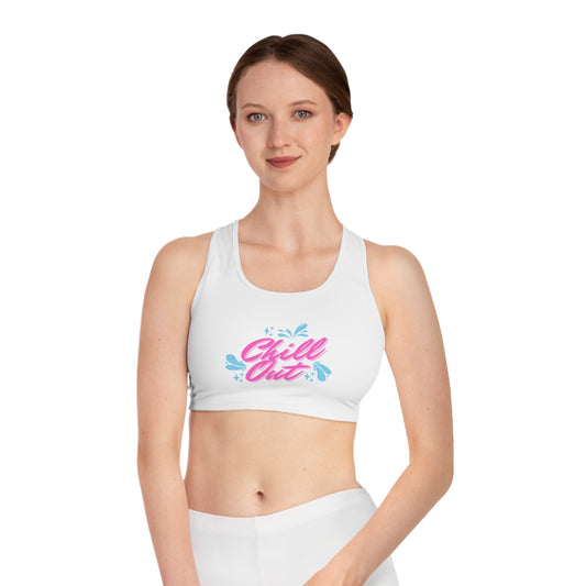 Chill Out -  Sports Bra, Cute Workout Top, Fitness Apparel, Activewear for the Gym or Yoga