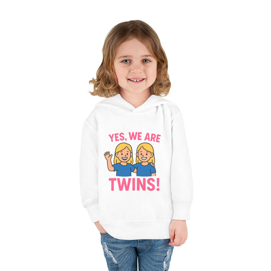 YES, WE ARE TWINS! - Toddler Sisters Fleece Flower Pullover, Hoodie - Cute Kids Fleece Sweatshirt, Spring Outfit, Birthday Gifts, Sibling Celebration