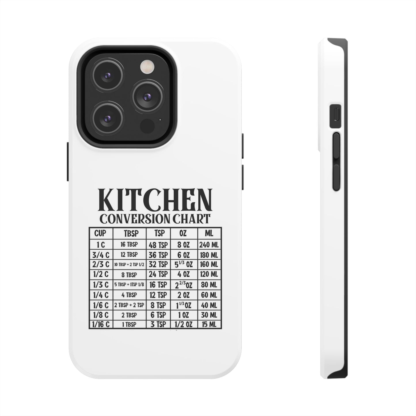 Kitchen Conversion Chart - Tough iPhone Cases - Choose your Size