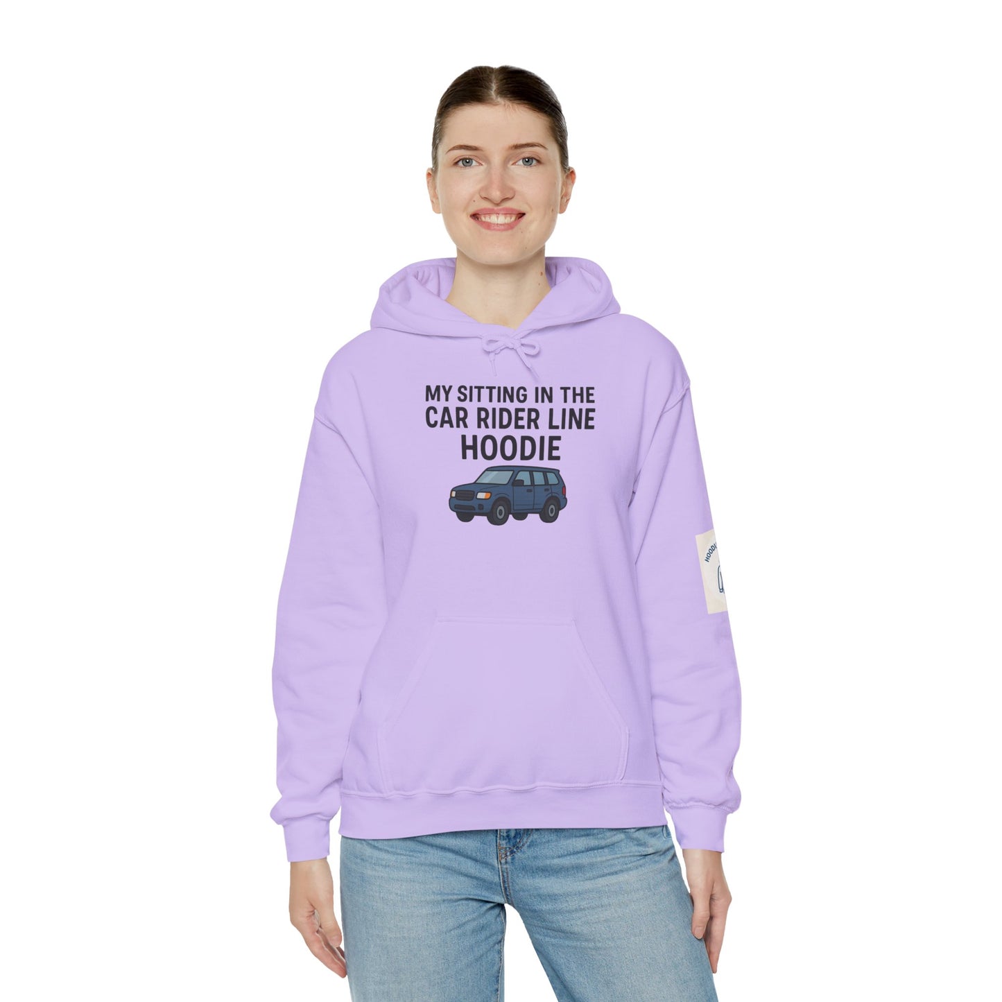 MY SITTING IN THE CAR RIDER LINE HOODIE - Unisex Heavy Blend Hooded Sweatshirt. Stay Warm in the Drop Off & Pick Up Line, Trendy Carpooling Look [...]