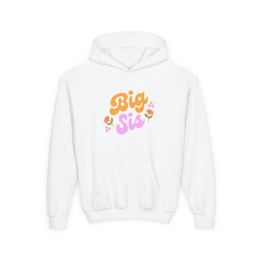 Big Sis Youth Hoodie - Cute Sister Sweatshirt, Big Sister Gift, Family Matching Hoodies, Kids Hoodie with Flower Design