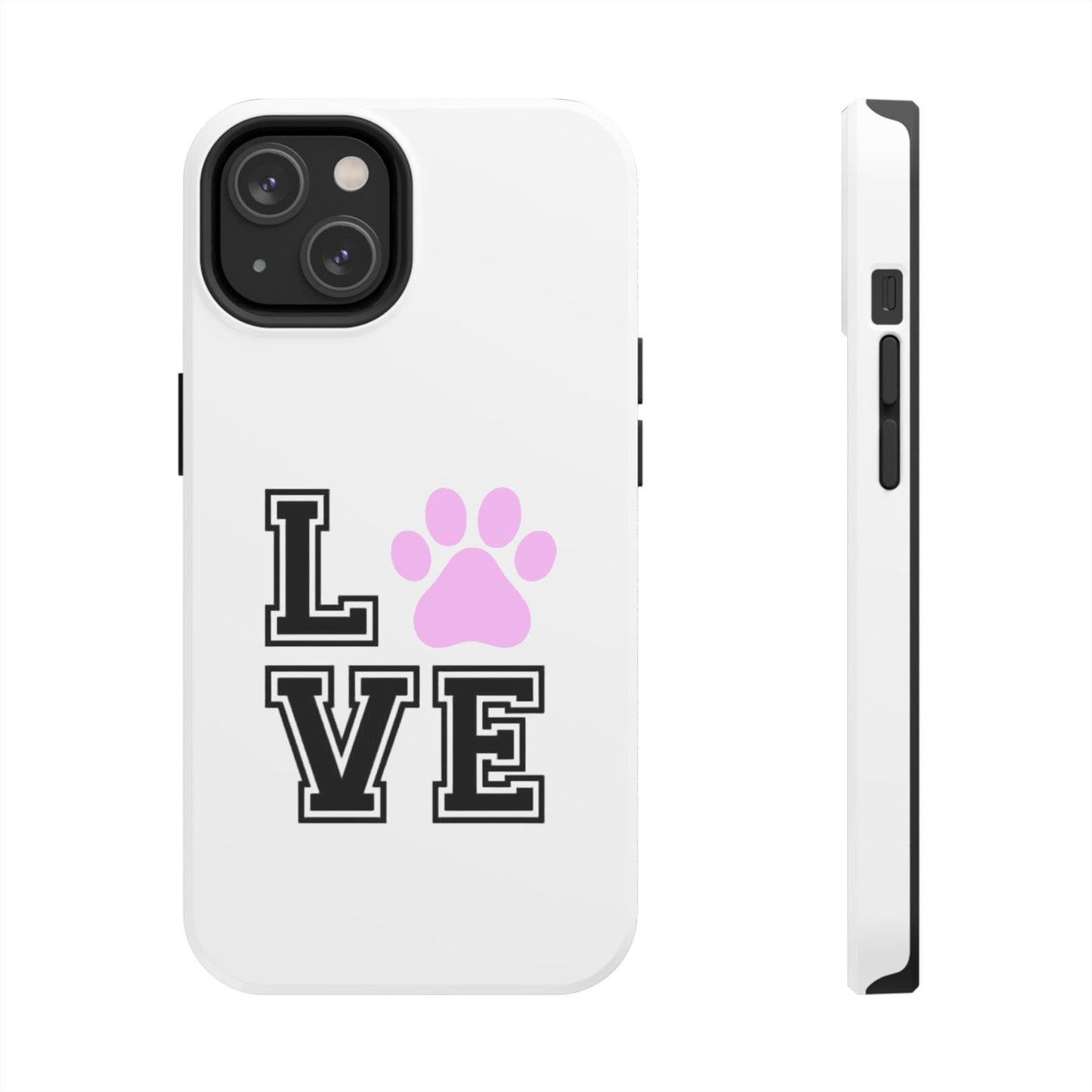 Love Pink Paw Print - Tough iPhone Cases - Choose your Size
