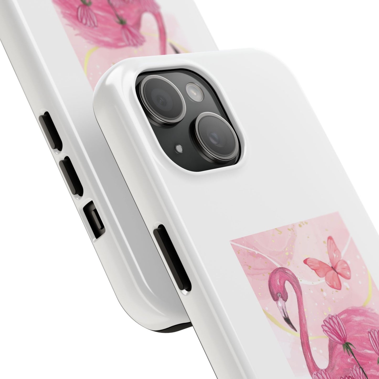 Flamingo & Butterfly - Tough iPhone Cases - Choose your Size
