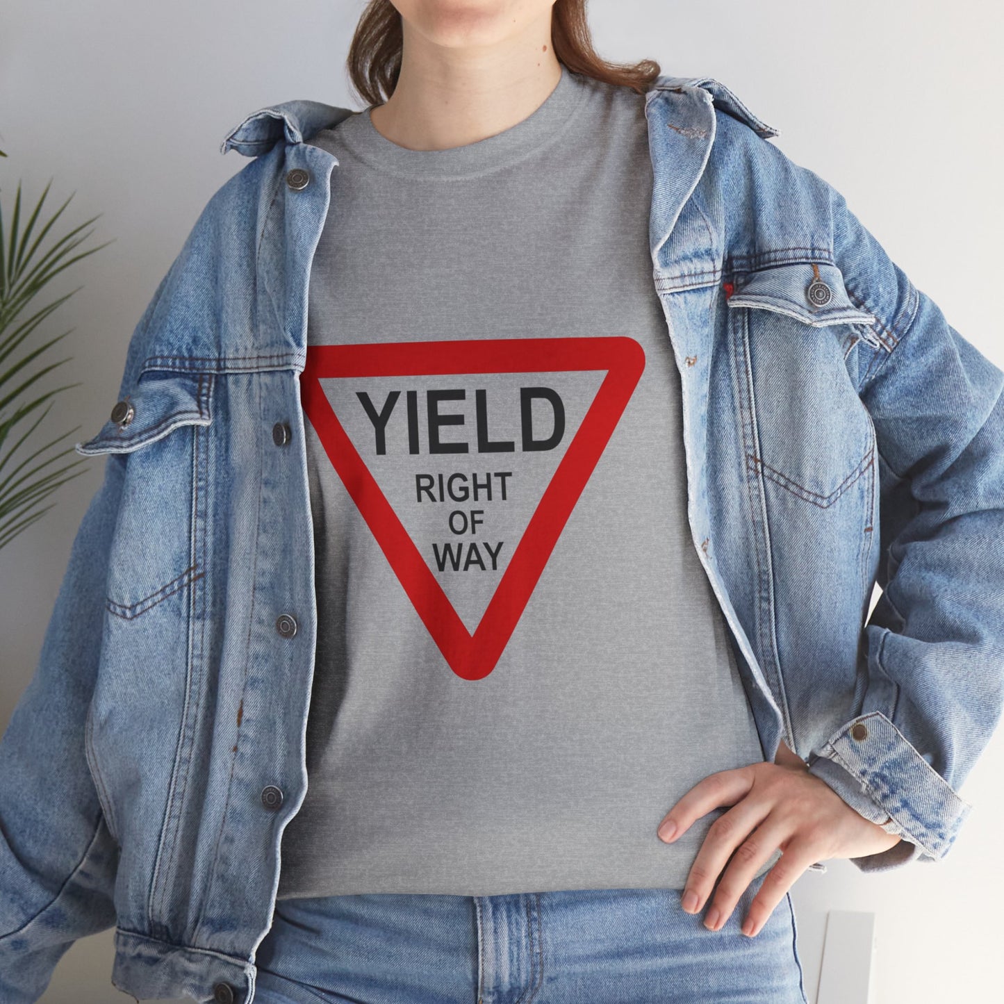 Yield Right of Way - Unisex Heavy Cotton Tee