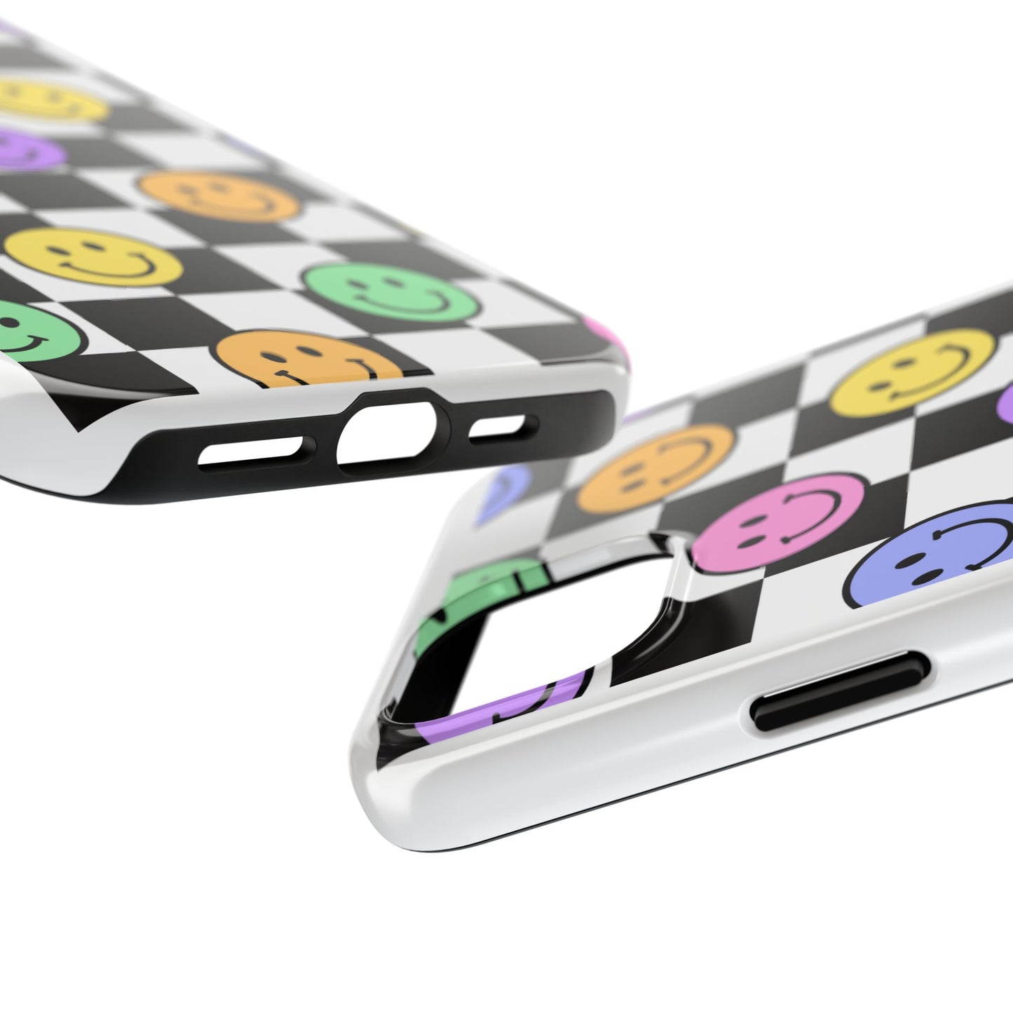 Checkerboard Colorful Smileys - Tough iPhone Cases - Choose your Size