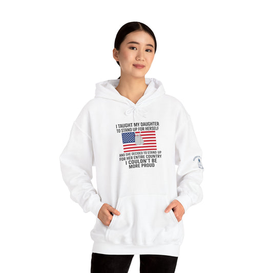 I TAUGHT MY DAUGHTER TO STAND UP FOR HERSELF… - Unisex Heavy Blend Hooded Sweatshirt. Stay Warm on Morning Walks or an Evening Outing [...]