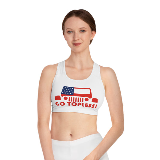 Jeep Go Topless-  Sports Bra, Cute Workout Top, Fitness Apparel, Jeep Lover Gift, Activewear for the Gym or Yoga