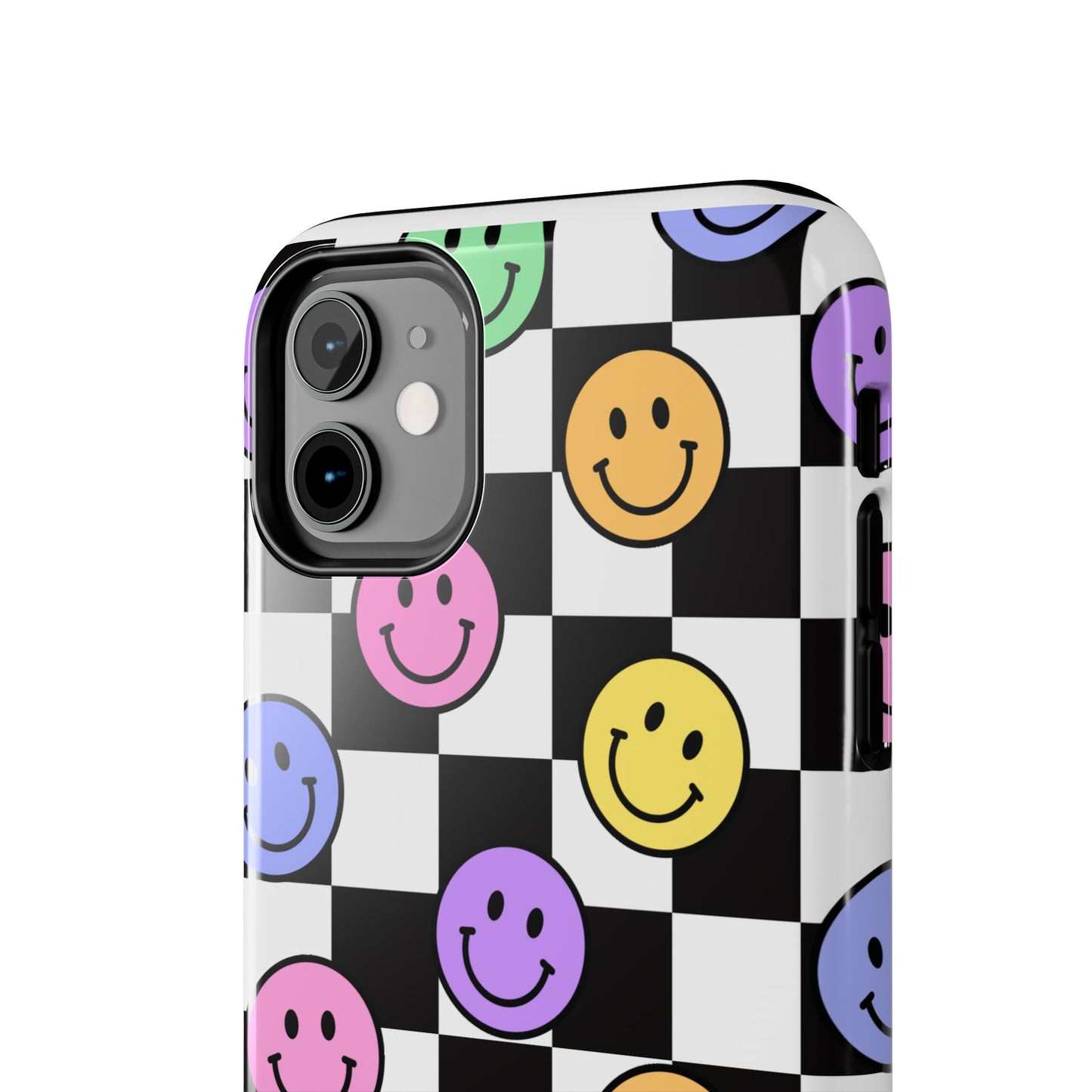 Checkerboard Colorful Smileys - Tough iPhone Cases - Choose your Size