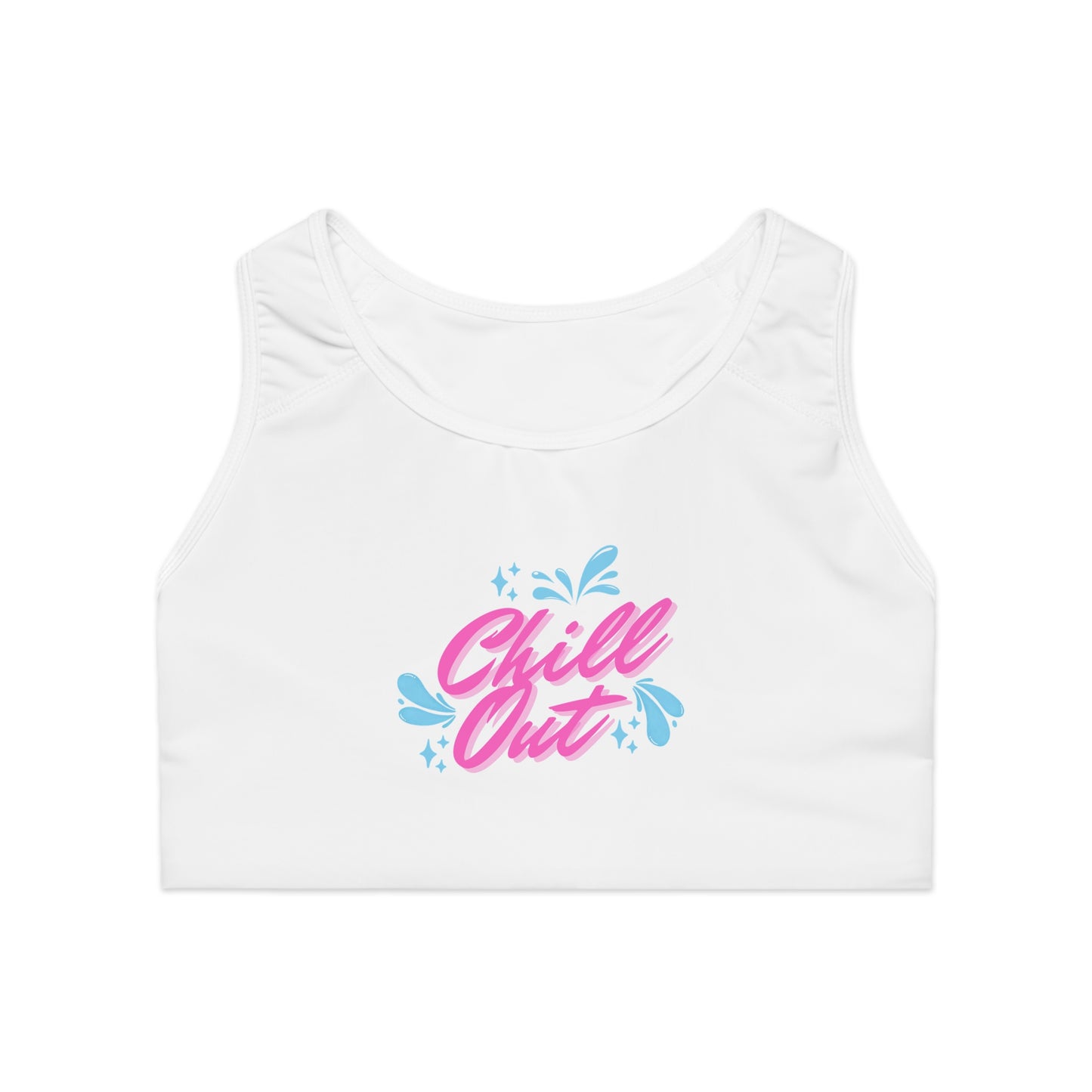 Chill Out -  Sports Bra, Cute Workout Top, Fitness Apparel, Activewear for the Gym or Yoga