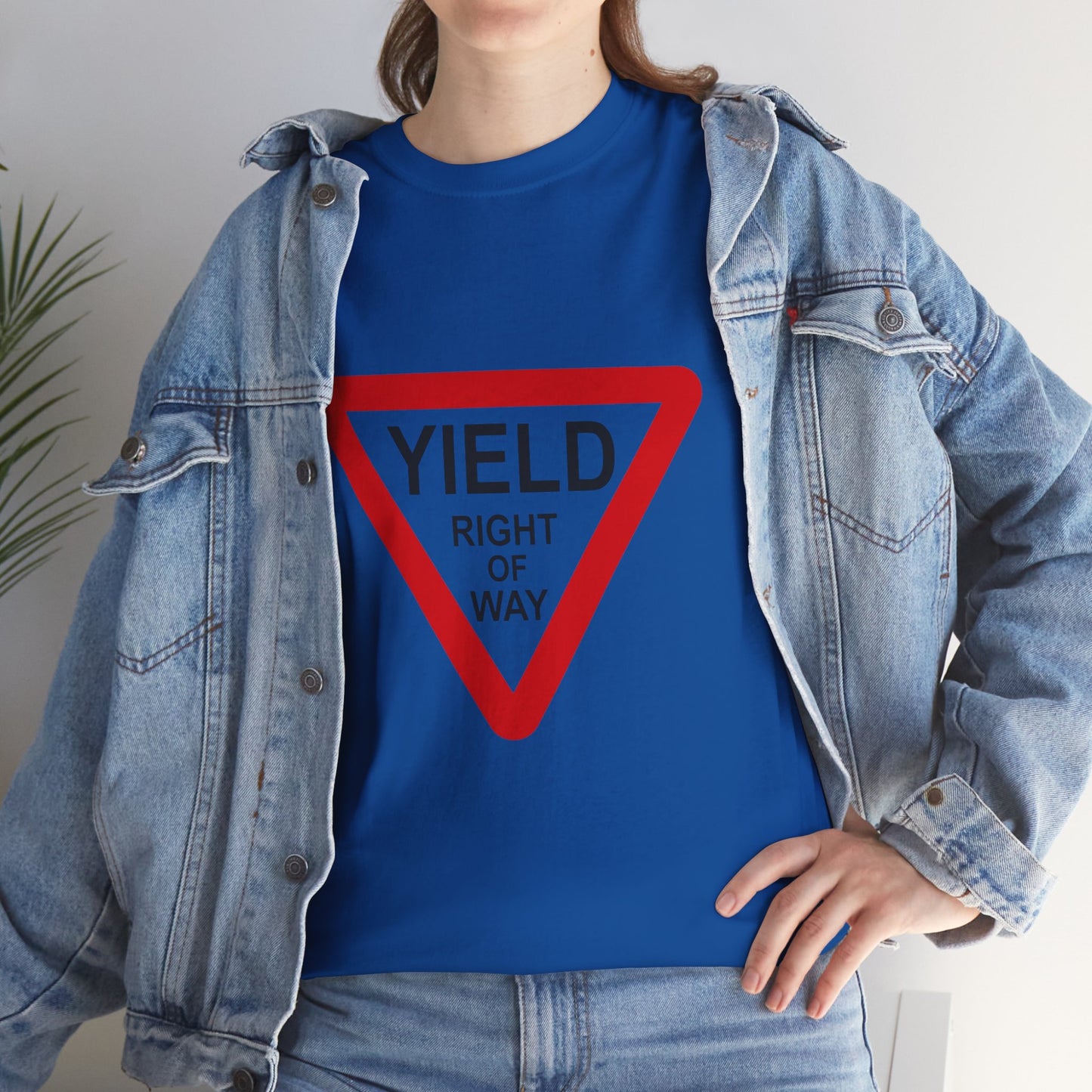 Yield Right of Way - Unisex Heavy Cotton Tee