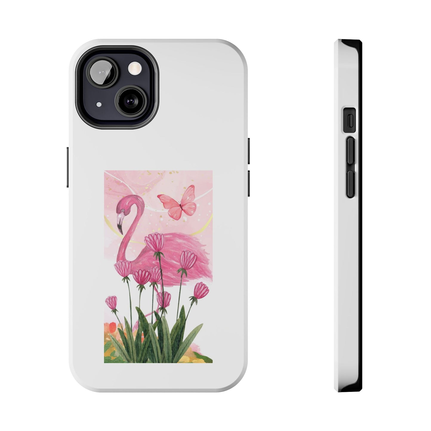 Flamingo & Butterfly - Tough iPhone Cases - Choose your Size