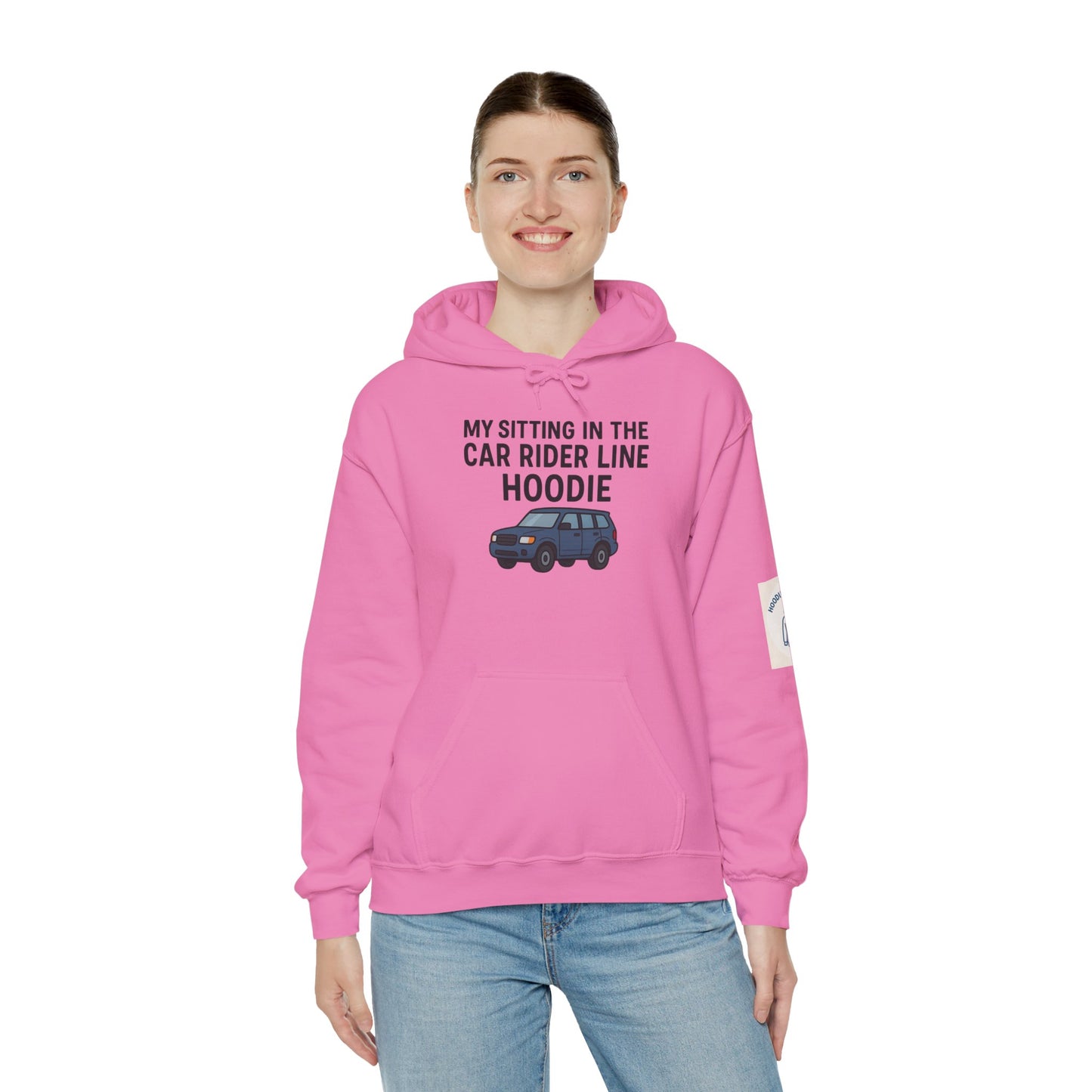 MY SITTING IN THE CAR RIDER LINE HOODIE - Unisex Heavy Blend Hooded Sweatshirt. Stay Warm in the Drop Off & Pick Up Line, Trendy Carpooling Look [...]