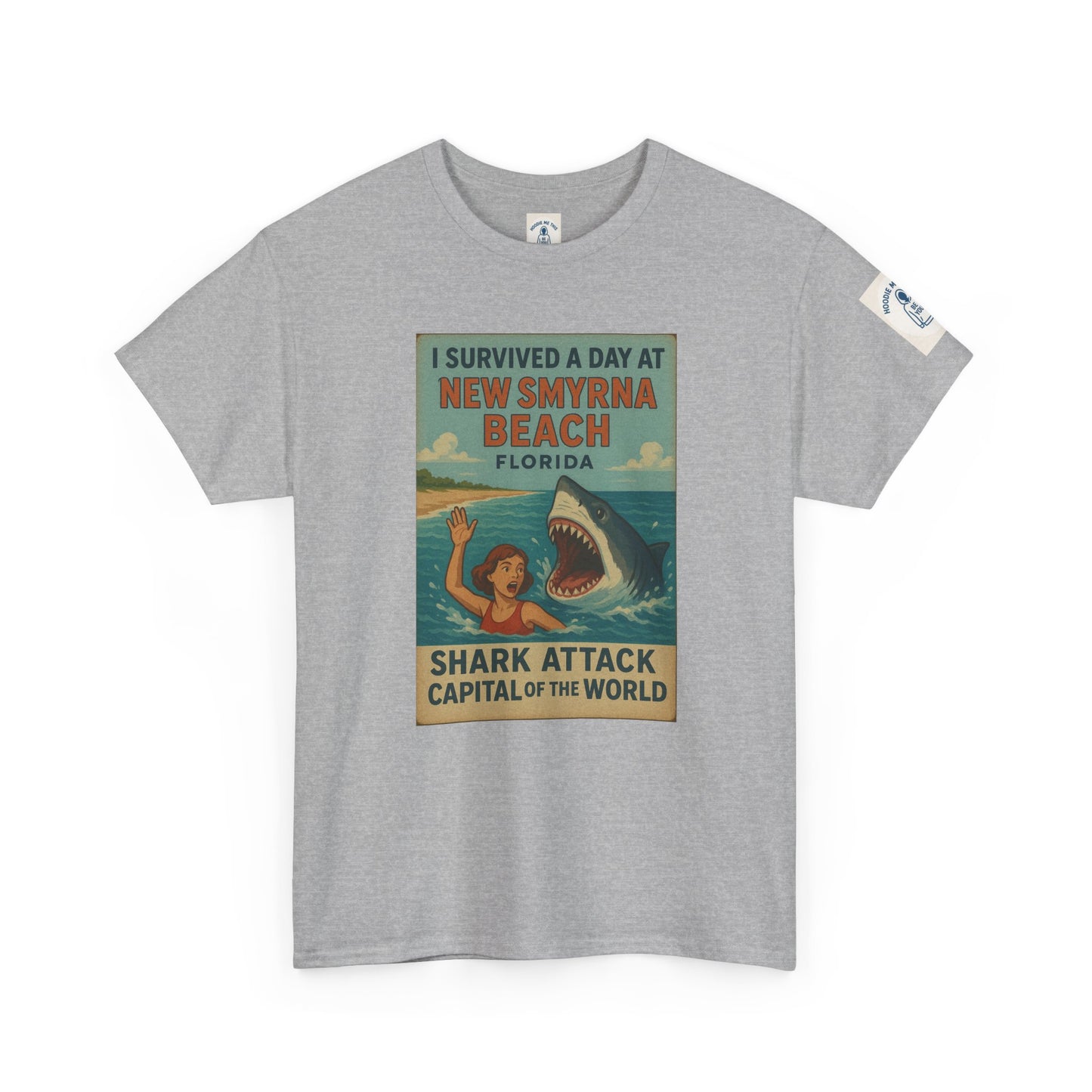 I SURVIVED A DAY AT NSB… - Unisex Heavy Cotton Tee, Vintage Style Tee, Casual Wear, Summer Essentials, Gift for Beach Lovers