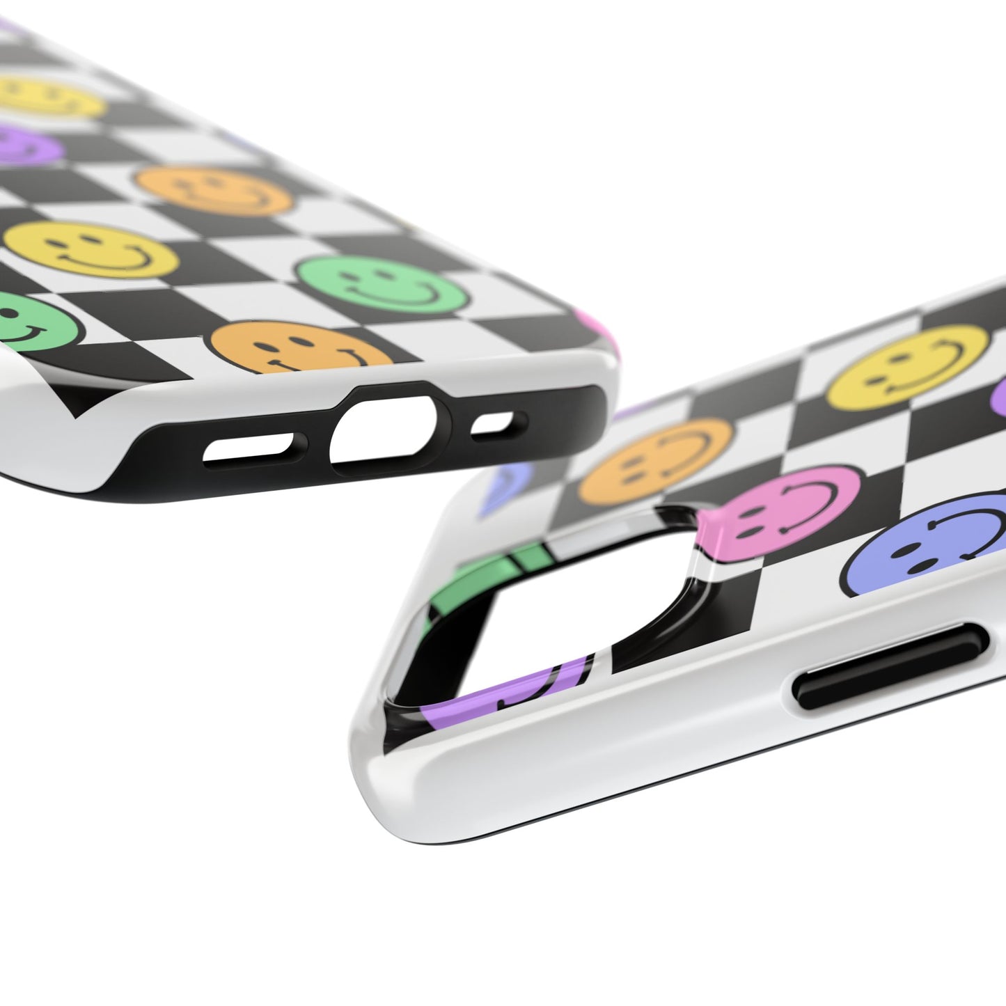 Checkerboard Colorful Smileys - Tough iPhone Cases - Choose your Size