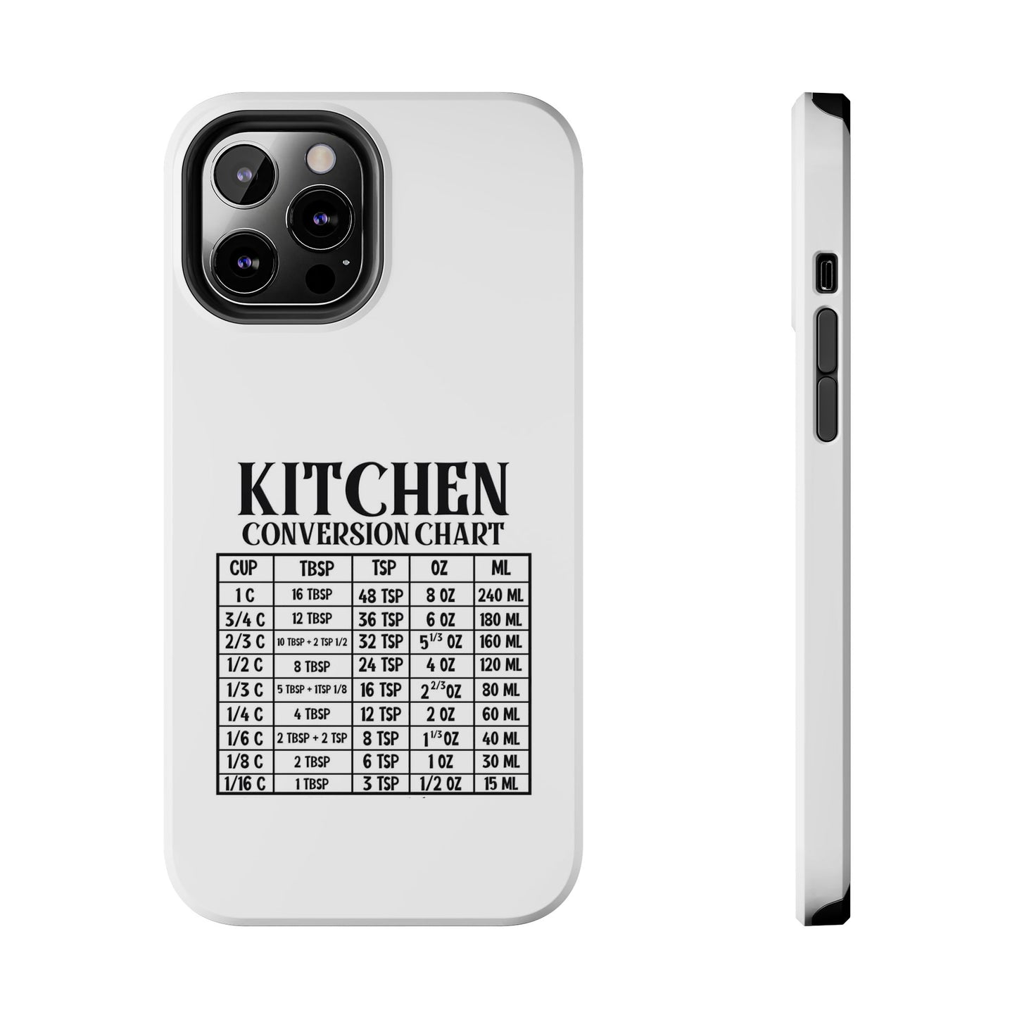 Kitchen Conversion Chart - Tough iPhone Cases - Choose your Size