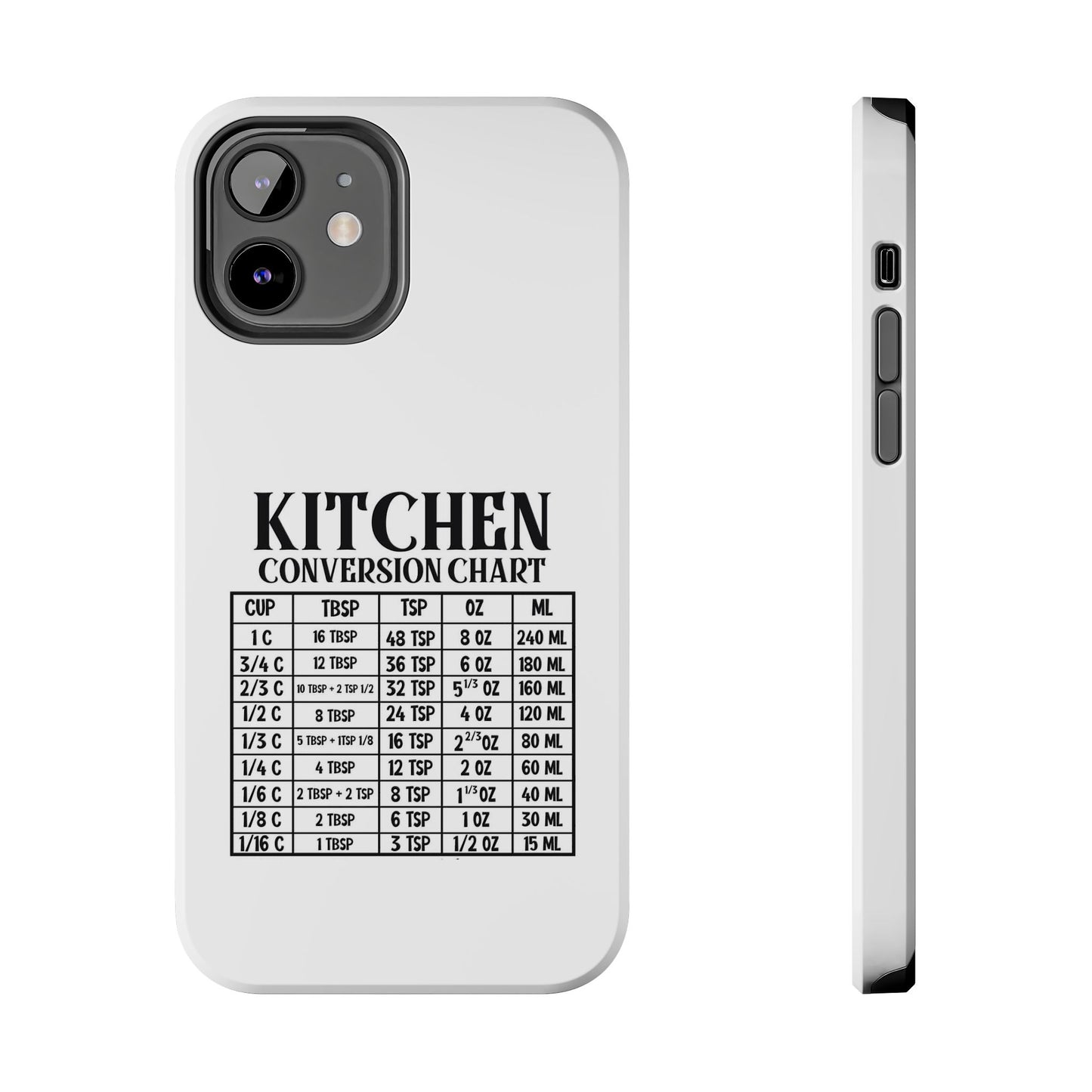 Kitchen Conversion Chart - Tough iPhone Cases - Choose your Size