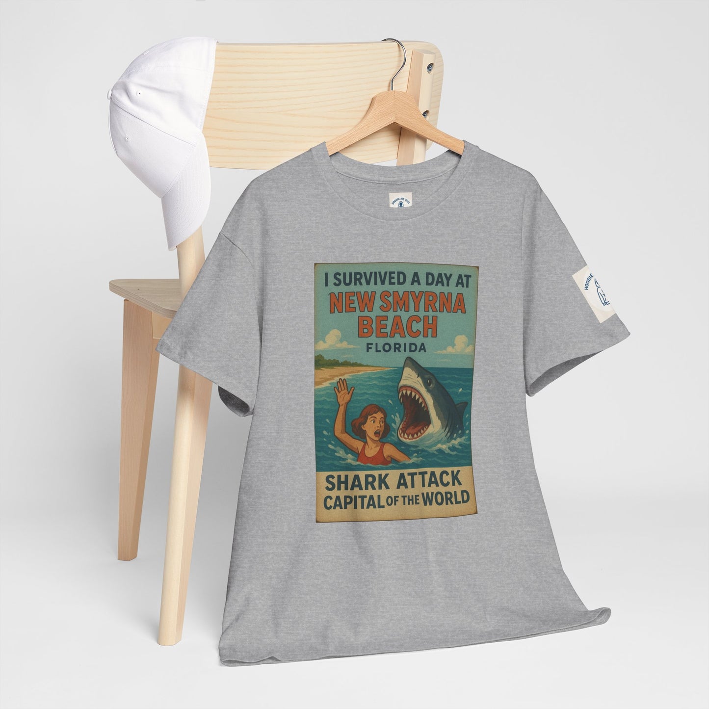 I SURVIVED A DAY AT NSB… - Unisex Heavy Cotton Tee, Vintage Style Tee, Casual Wear, Summer Essentials, Gift for Beach Lovers