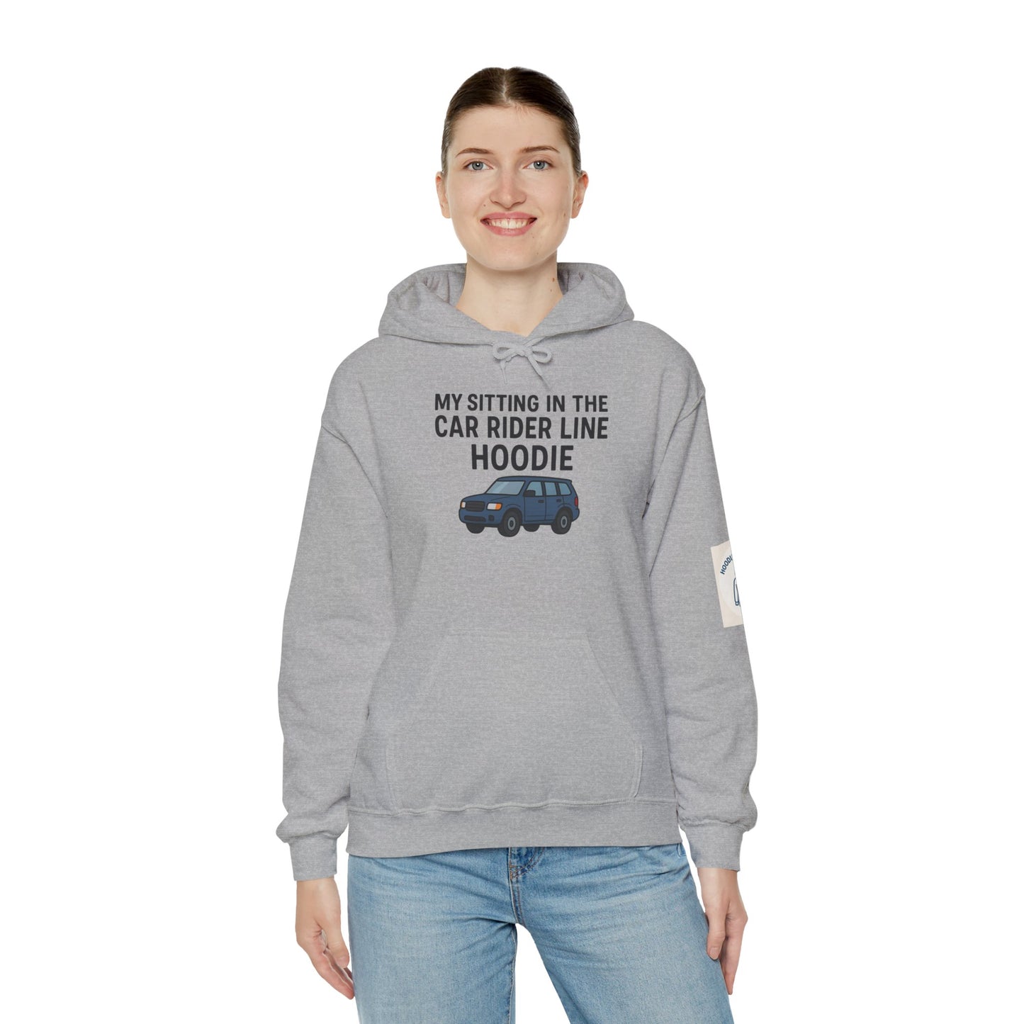 MY SITTING IN THE CAR RIDER LINE HOODIE - Unisex Heavy Blend Hooded Sweatshirt. Stay Warm in the Drop Off & Pick Up Line, Trendy Carpooling Look [...]